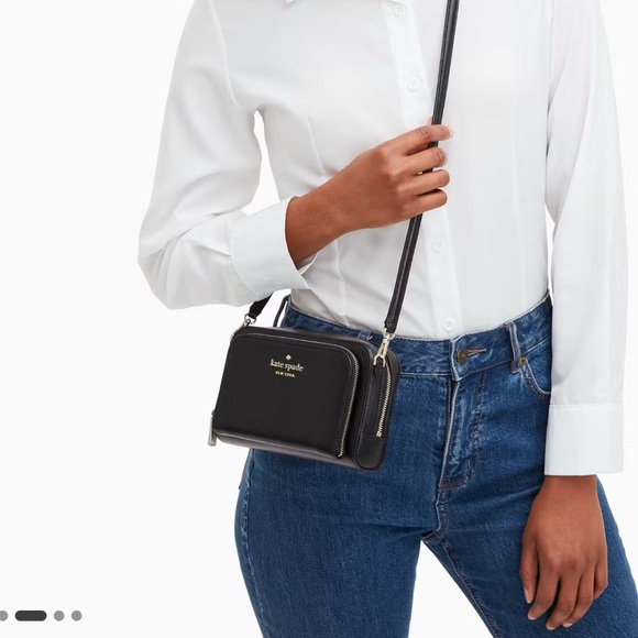 Kate Spade Staci Dual Zip Around Black Crossbody Bag - Picture 3 of 11